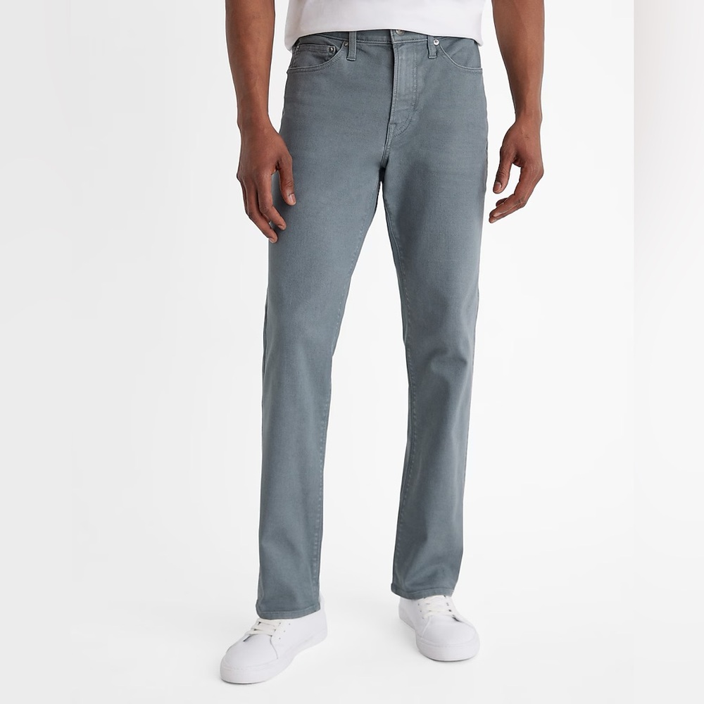 Express Men's Slim Straight Gray Hyper Stretch Jeans
